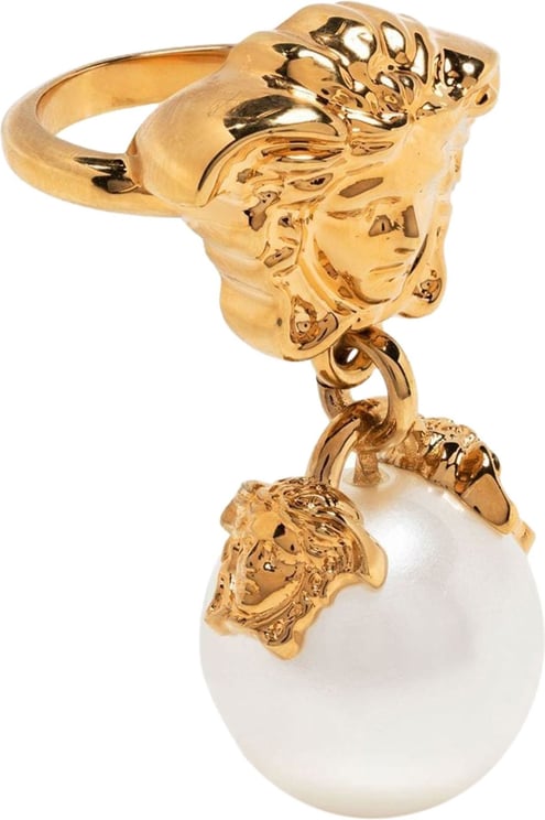 Versace pearl-drop Medusa-head ring Metallic