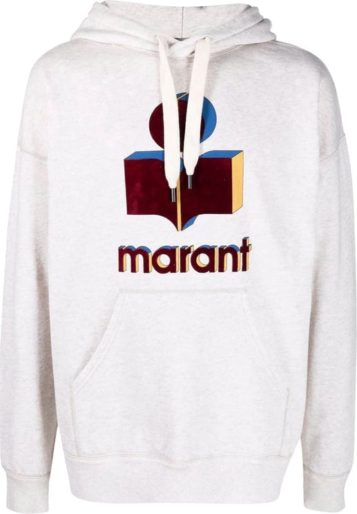 Isabel Marant textured logo-print hoodie Neutraal