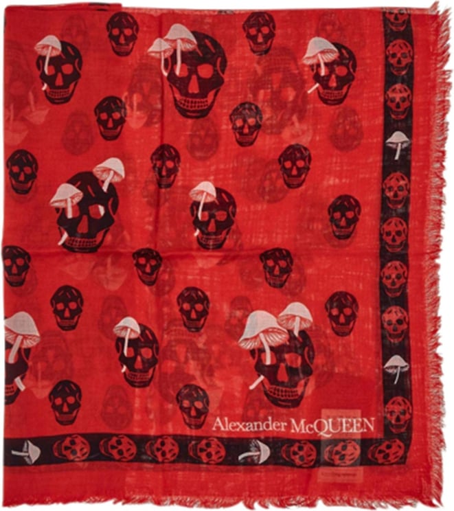 Alexander McQueen skull graphic-print scarf Rood