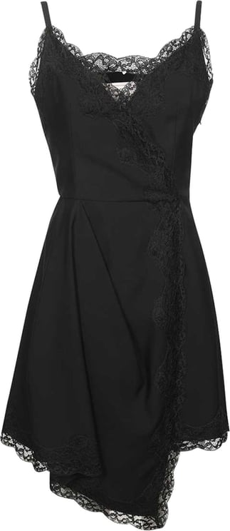 Alexander McQueen lace-trim asymmetric mini dress Zwart