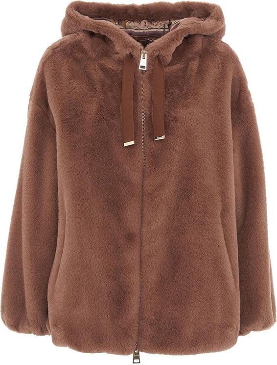 Herno Hooded Jacket With Faux Fur Brown Bruin