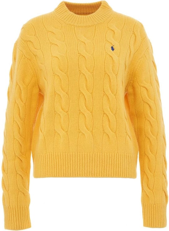 Ralph Lauren Braided Knit Sweater With Logo Yellow Geel
