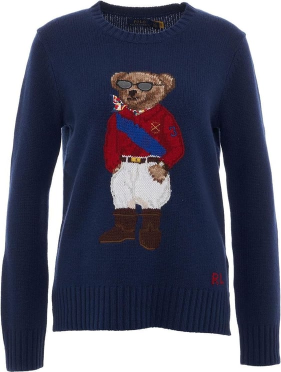 Ralph Lauren Knitted Sweater Teddy Blue Blauw