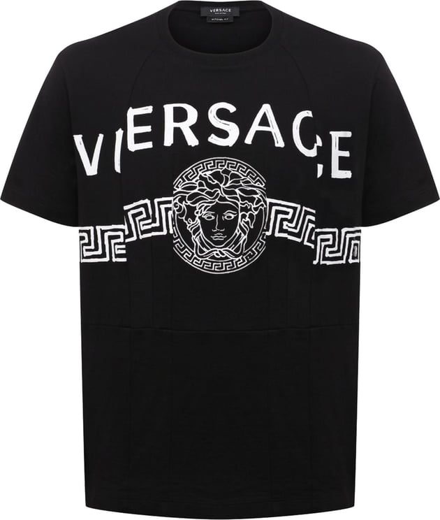Versace Versace Logo Cotton T-Shirt Zwart