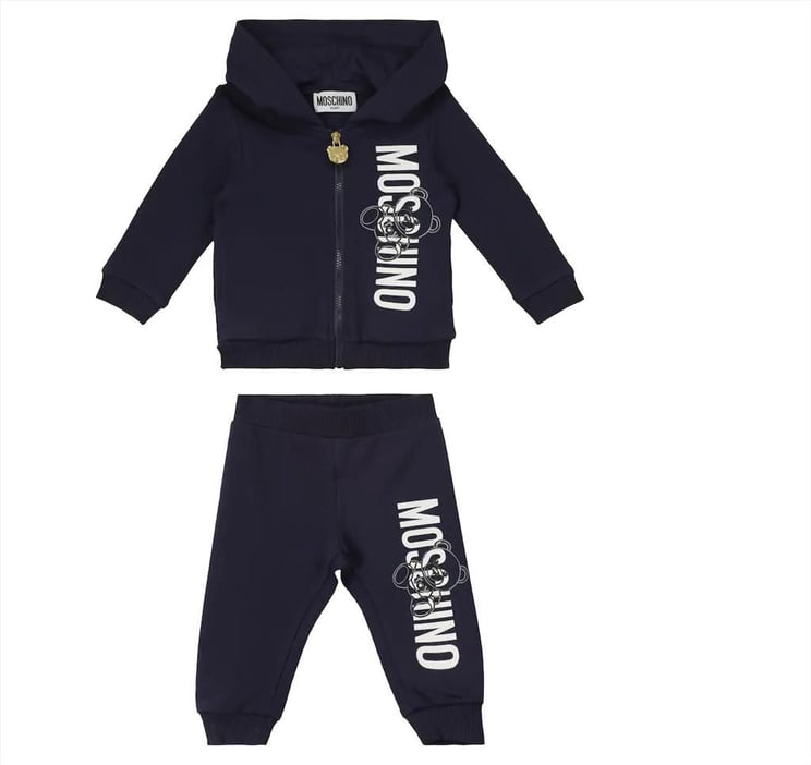Moschino Moschino Baby Track Suit Zip Logo Capp Newborn Blauw