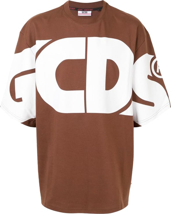 GCDS Gcds Logo Oversized Cotton T-Shirt Brown