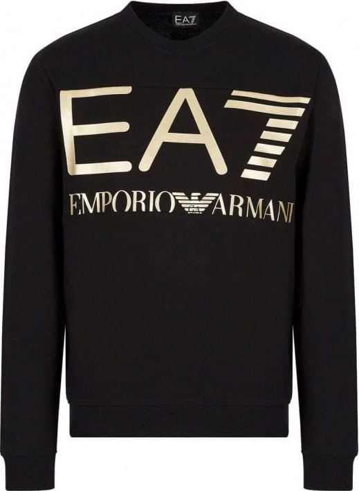 EA7 Black Sweater Logo Gold Zwart