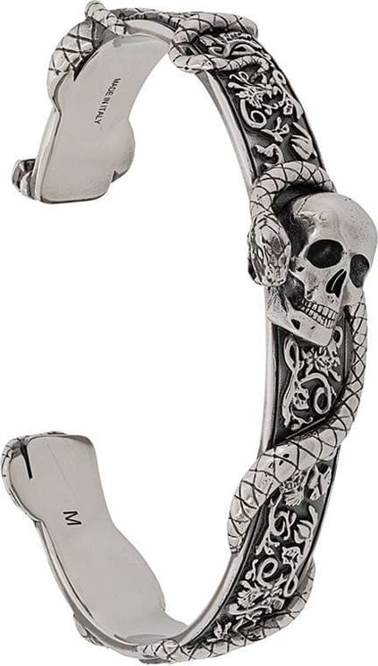 Alexander McQueen Skull and Snake cuff bracelet Metallic