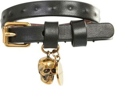 Alexander McQueen double wrap skull bracelet Zwart