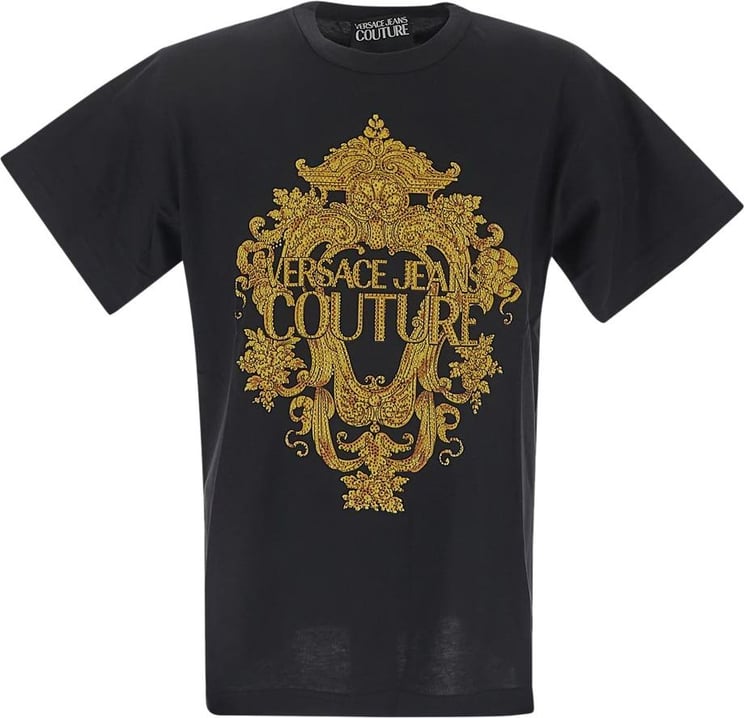 Versace Jeans Couture Baroque Crystal Logo T-Shirt Zwart