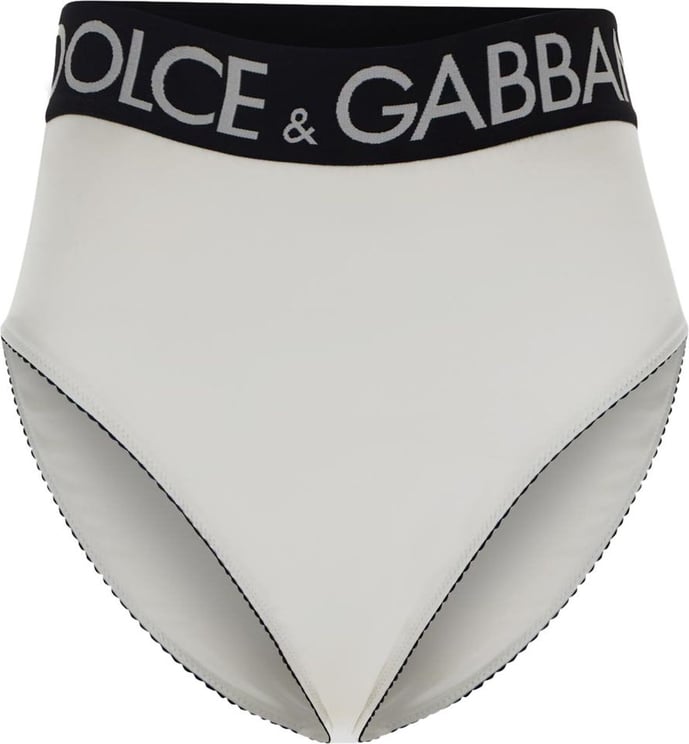 Dolce & Gabbana High Waist Satin Briefs With Logoed Elastic Wit
