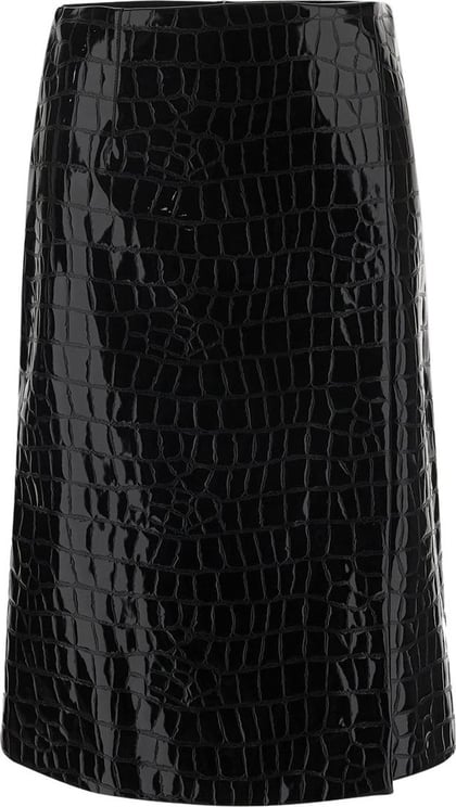 Dolce & Gabbana Croc Midi Skirt Zwart
