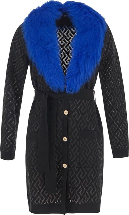 Versace Knit Faux Fur Sweater Zwart