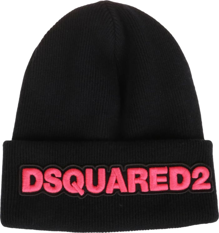 Dsquared2 Logo Knit Beanie Black Zwart