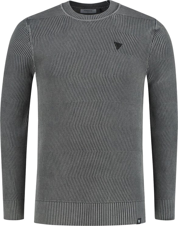 Purewhite Jacquard Knit Crewneck Sweater Grijs