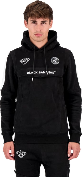 Black Bananas Anorak Stripe Hoody | Black Zwart