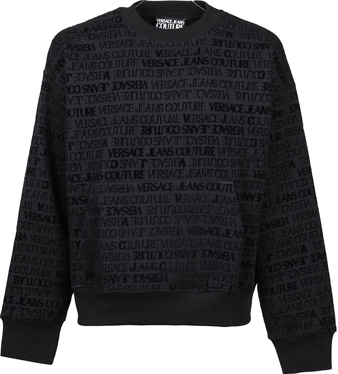 Versace Jeans Couture Heavy Print Logo Flock Sweatshirt Black Zwart