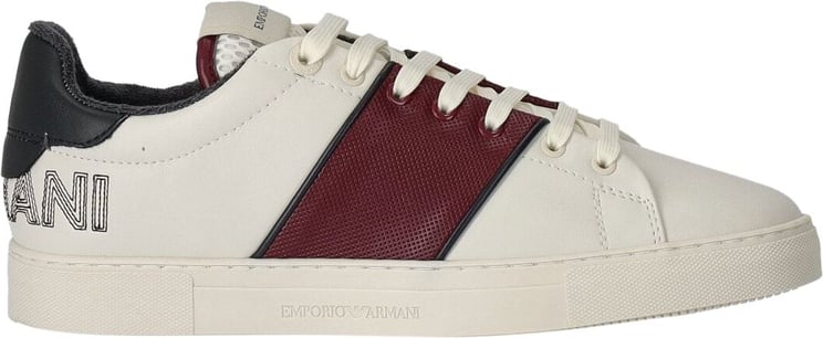 Emporio Armani White Burgundy Sneaker With Logo White Wit