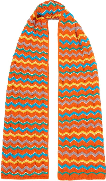 Missoni Crochet Knit Wool Scarf Oranje