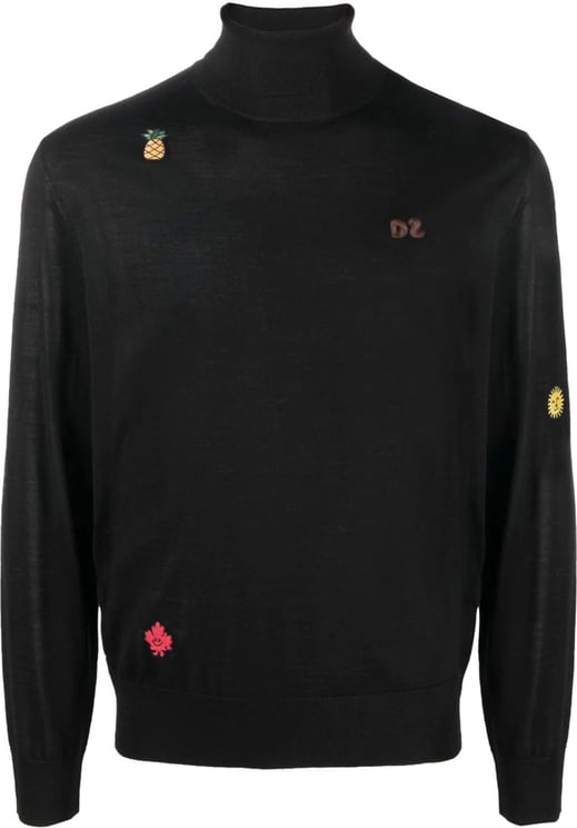 Dsquared2 embroidered-motif turtleneck jumper Zwart