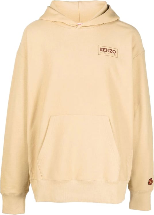 Kenzo logo-print ribbed hoodie Beige