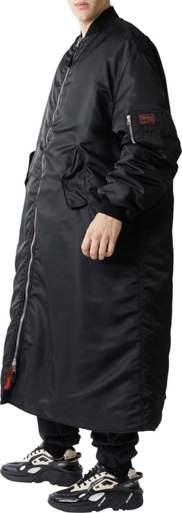 Raf Simons Black Bomber Jacket In Technical Fabric Zwart