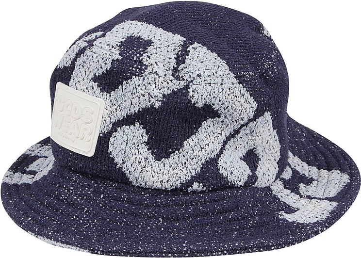 GCDS Knit Logo Fisherman Hat Blue Blauw