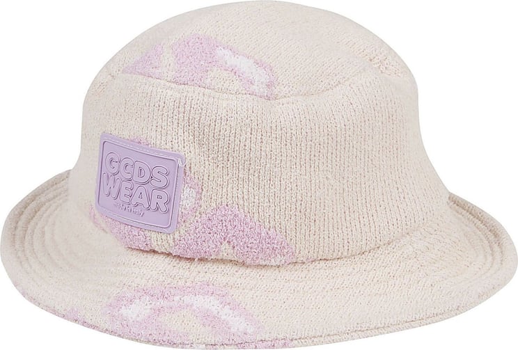 GCDS Knit Logo Fisherman Hat White Wit