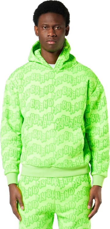 My Brand all over flock branding hoodie Groen