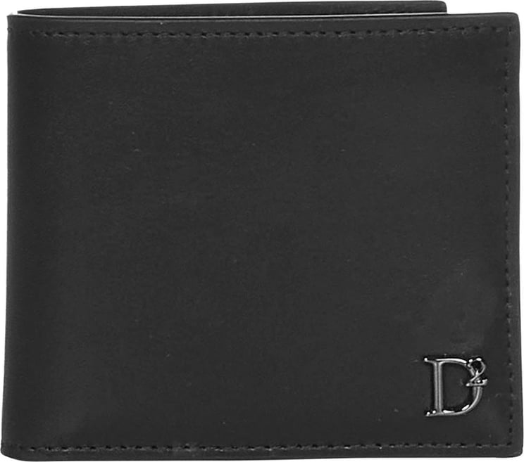 Dsquared2 wallet blk leather logo Zwart