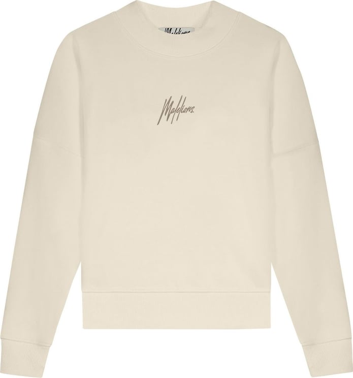Malelions Brand Sweater - Off-White/Taupe Wit