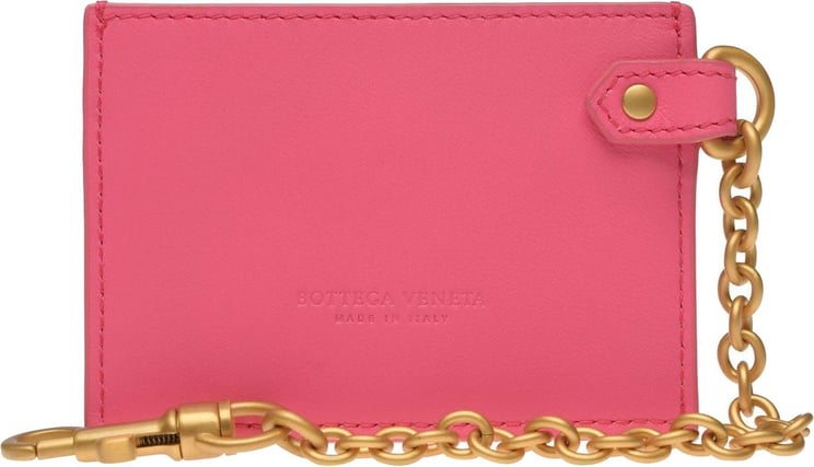 Bottega Veneta Logo Card Case Keychain Roze