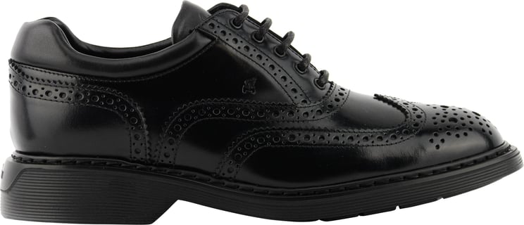 HOGAN Brogue Shoe Lace Up Black Zwart