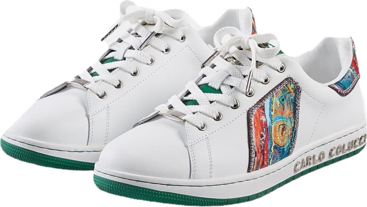 Carlo Colucci Strick Sneakers White/Green Wit