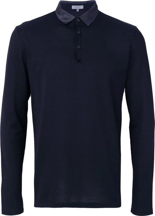 Lanvin Satin Collar Polo Shirt Blauw