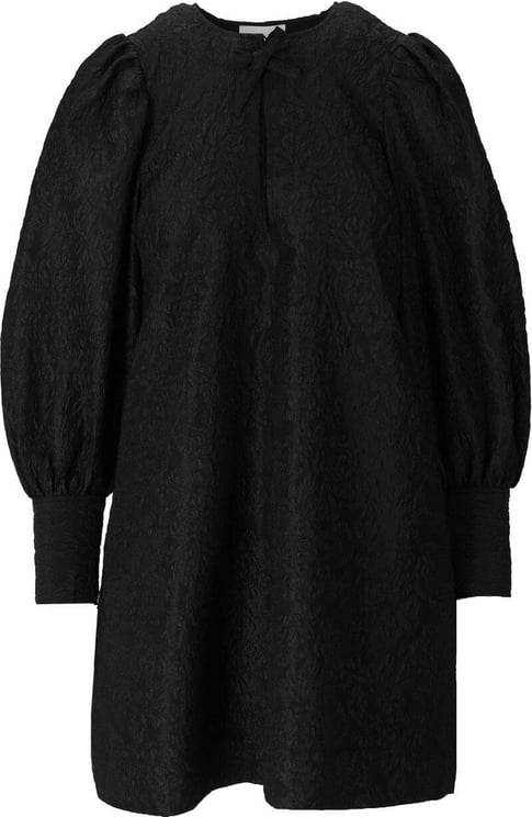 Ganni Jacquard Black Mini Dress Black Zwart