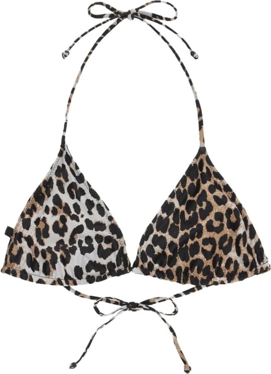 Ganni Leopard-print Bikini Top Brown Bruin