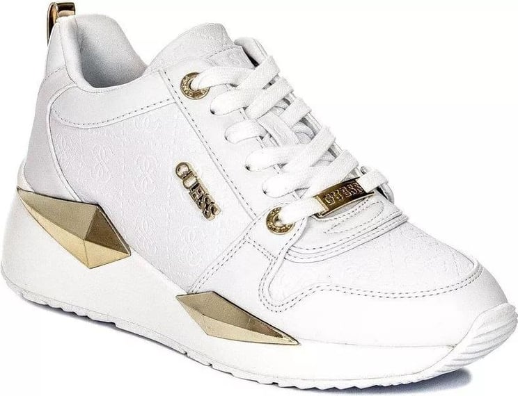 Guess Leather Lik Sneaker Womens White/Gold Wit