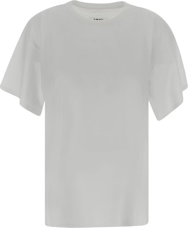 MM6 Maison Margiela White T-Shirt With Logo Embroidered Wit