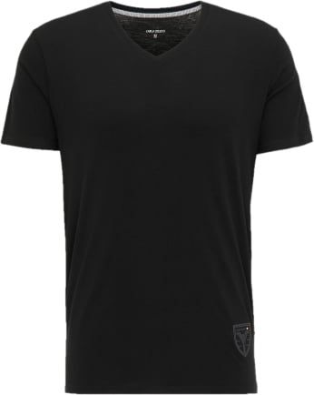 Carlo Colucci Basic T-Shirt V-Neck Heren Zwart Zwart