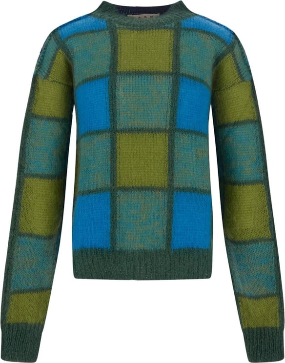 Marni Iconic Half & Half Check Sweater Groen