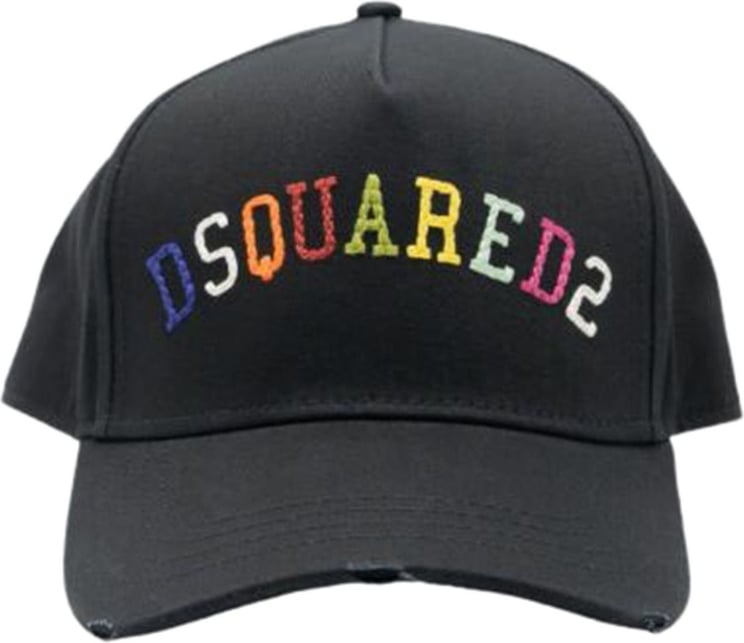 Dsquared2 Hat With Multicoloured Embroidery Zwart