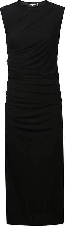 Dsquared2 Shirred Long Dress Black Zwart