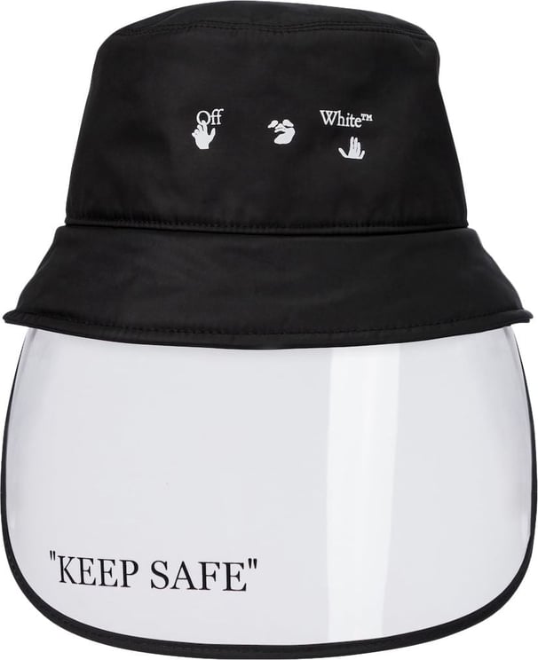 OFF-WHITE "keep Safe" Logo Visor Bucket Hat Zwart