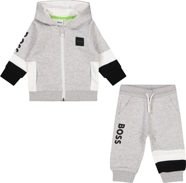 Hugo Boss Boss J08078 baby joggingpak grijs/zwart Grijs