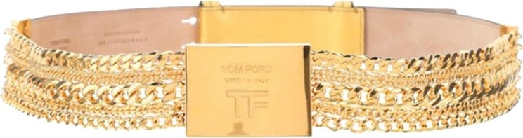 Tom Ford Tom Ford Logo Buckle Leather Belt Goud