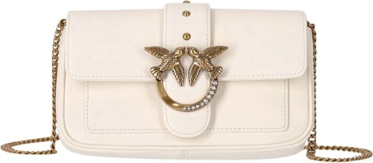 Pinko Love One Pocket Jewel Ivory Crossbody Bag Beige Beige