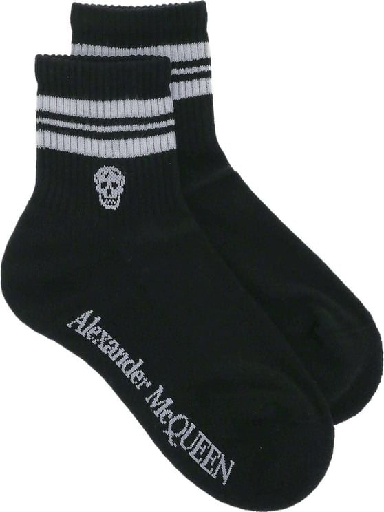 Alexander McQueen Stripe Skull Sport Socks Zwart
