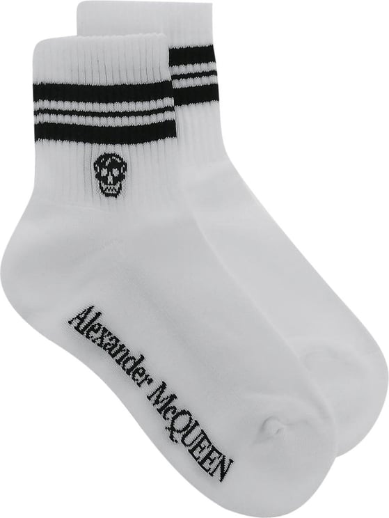 Alexander McQueen Stripe Skull Sport Socks Wit