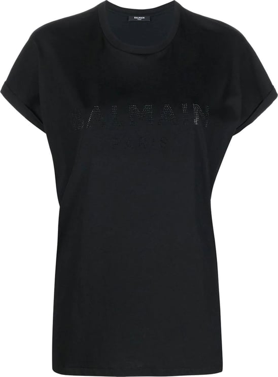 Balmain logo-studded cotton T-shirt Zwart